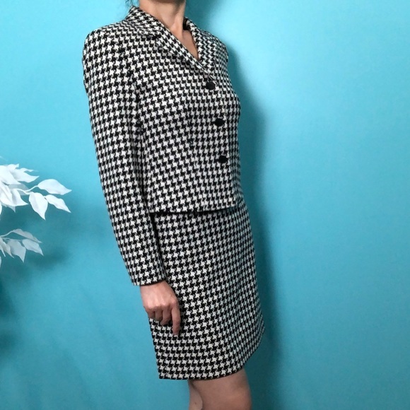 Casual Corner Annex Petite Women Tweed Suit Set/Black & White - Picture 2 of 16